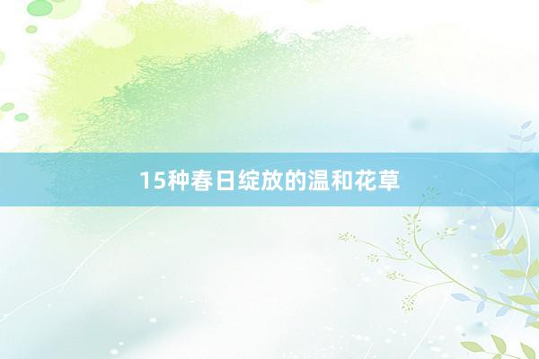 15种春日绽放的温和花草