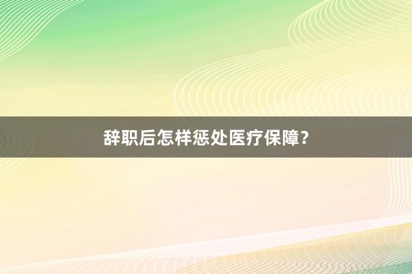 辞职后怎样惩处医疗保障？